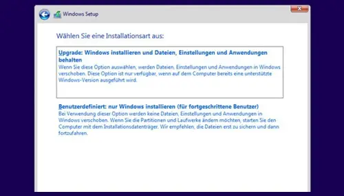 Windows-Installationsart