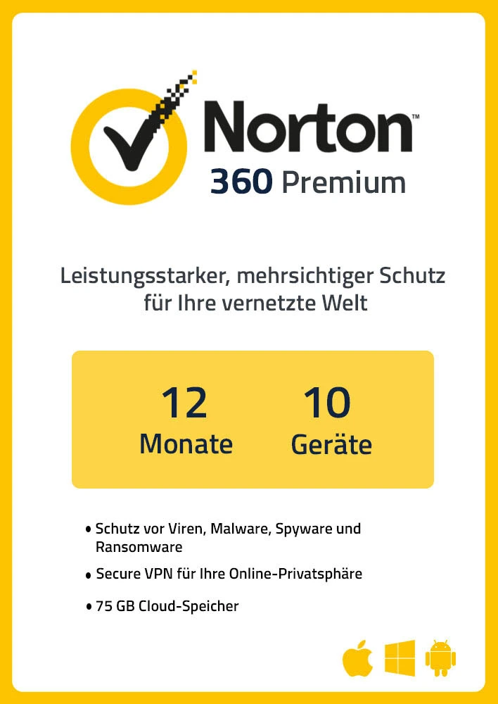 NortonLifeLock Norton 360 Premium - 10 Geräte / 1 Jahr 